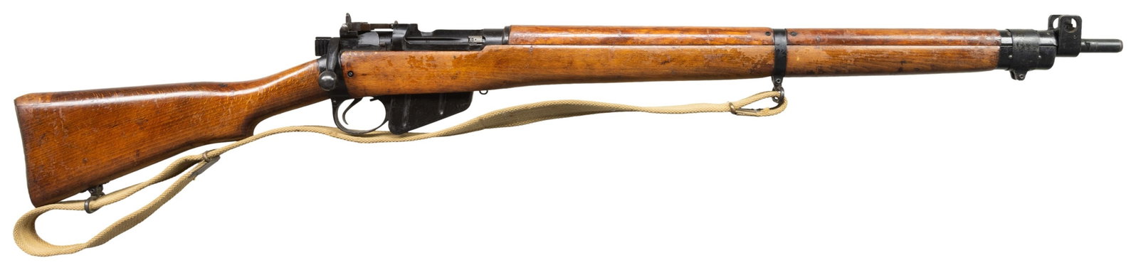 BRITISH NO. 4 MK2 BOLT ACTION RIFLE.: Cal. 303 Brit. S# PF270984. Bbl. 25 1/2". Standard No. 4 MK2 Sights. All visible matching numbers. Left side of receiver has standard ROF & No. 4 MK2 markings with 4/53 date. Suncorite finish. Beech