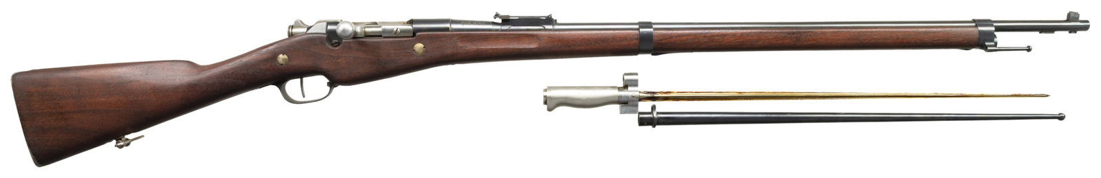 REMINGTON 07/15 BERTHIER BOLT ACTION RIFLE.: Cal. 8mm Lebel. NSN. Bbl. 31 1/2". Standard French style sights. Remington made Berthier 07/15 rifle without serial number denoting this one was never accepted by French military. Blued finish with