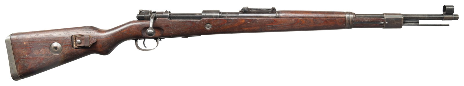 STEYR (BNZ43) K98K MAUSER BOLT ACTION RIFLE.: Cal. 8x57. S# 8153f. Bbl. 23 1/2". Standard K98k style sights with hooded front. Bolt parts are mismatched but other visible parts are matching to receiver. Heer (Army) issue bnz 43 K98k rifle. Blued