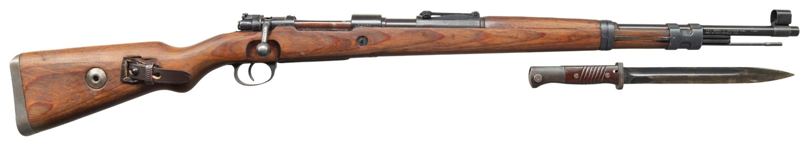 UNUSUAL YUGO CAPTURE K98K MAUSER BOLT ACTION RIFLE: . Cal. 8mm Mauser. S# W10325. Bbl. 23 1/2" with Century import marking. Standard K98k sights with hooded front. Matching numbers on right side of receiver, bolt handle, stock & floorplate all-as Yugo