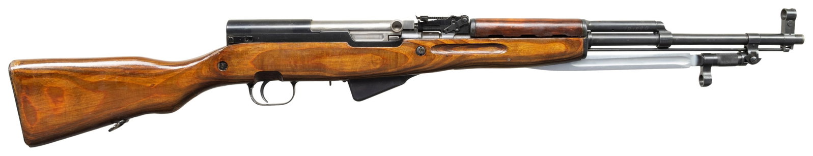 LATE PRODUCTION TULA SKS SEMI AUTO RIFLE.: Cal. 7.62x39. S# RL00594 (Importer applied). Bbl. 20 1/2". Standard SKS sights. All visible matching numbers as-arsenal reworked with bolt being electro pencil numbered. 1956 made Tula SKS "Letter Gun