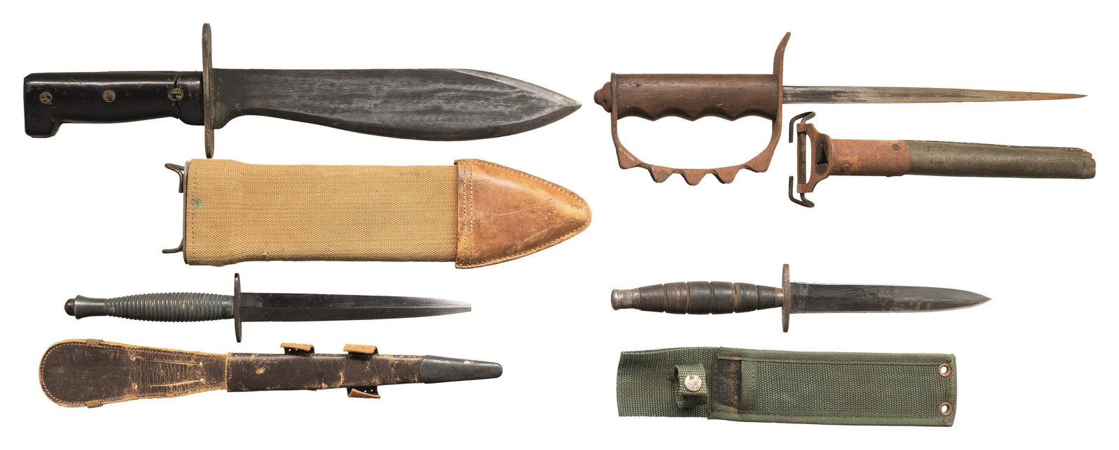 4 US & BRITISH FIGHTING KNIVES. (1 of 2)