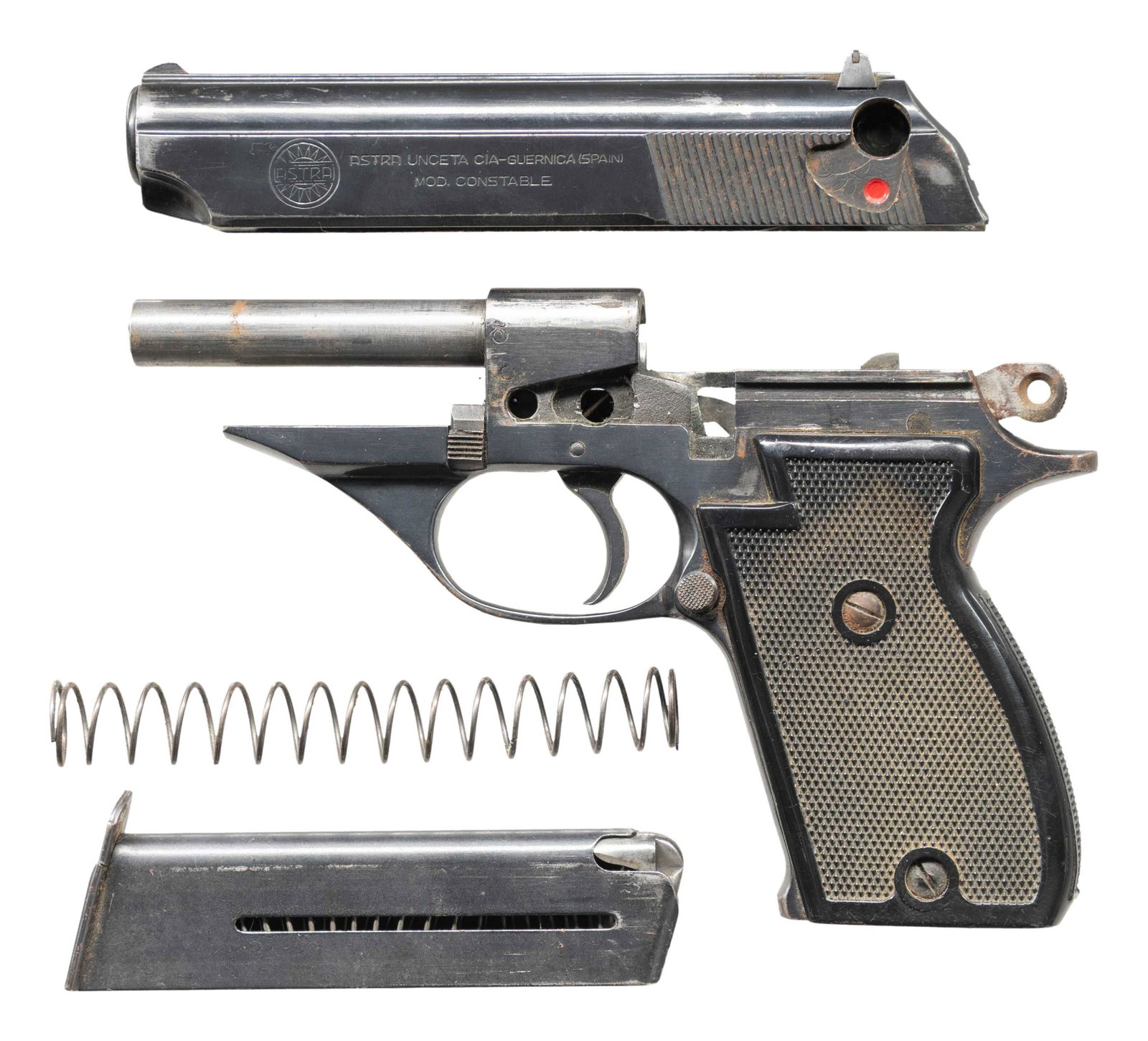 ASTRA CONSTABLE SEMI-AUTOMATIC PISTOL WITH CASE.: Cal. 380 ACP. S# 1191227. Bbl. 3 1/2". Constable semi-automatic pistol mfg. in Spain by Astra and imported by Interarms. Left side of the slide is marked with the Astra logo, followed by Astra's mfg.