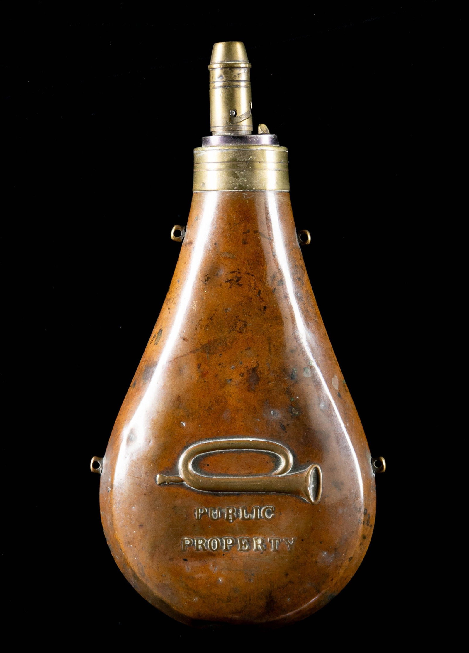 SCARCE "PUBLIC PROPERTY" RIFLE FLASK. - 2