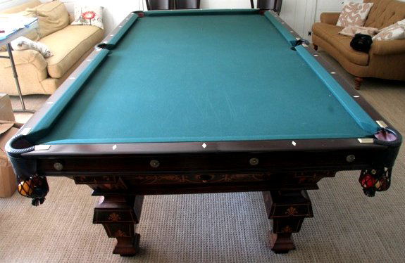 Victorian Ornate Slate Top Rosewood Inlaid Pool table (1 of 11)