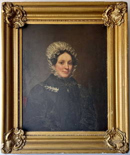 Portrait of Fanny Keeler: Wonderful Portrait of Fanny Keeler from Wilton Ct Born 1795 Back of board says 1851 Family history written on back. Portrait in great condition.38.6 x32.6 with frame 24x 30 without Looks to be painted