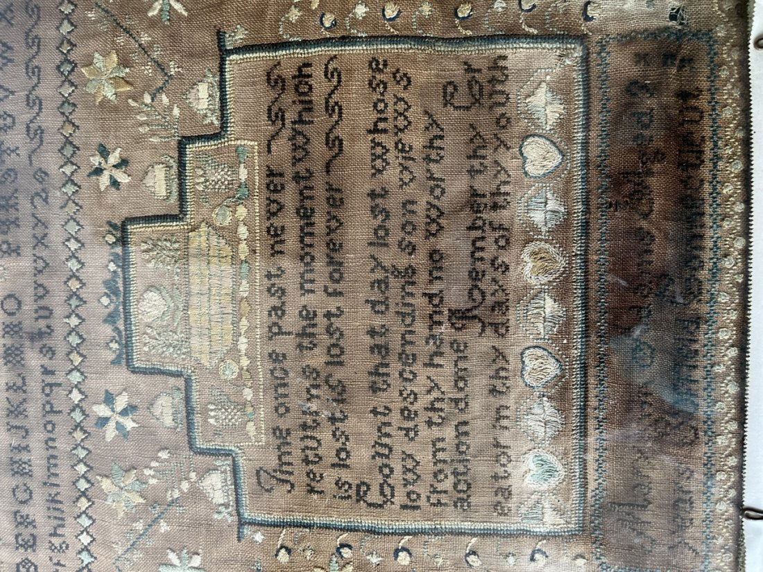 Sampler from the Estate of Fanny Keeler  done by Mary Ann Adams (1 of 3)