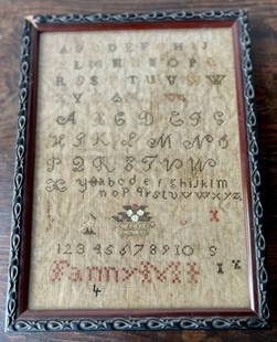 Fanny Keeler Sampler: This sampler was hand done by Fannie Keeler born 1813 Wilton CtSize 11x8