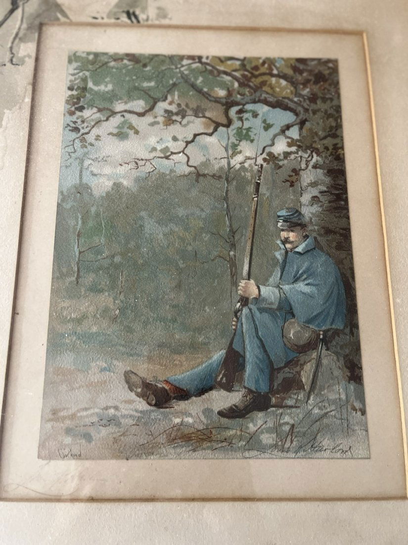 Set of 5 Civil War Watercolors signed C. W. Reed and Louis Harlow (1 of 13)