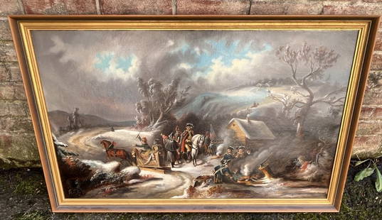 George Washington Painting O/C Valley Forge: Size 39x 25 I believe around 1850s