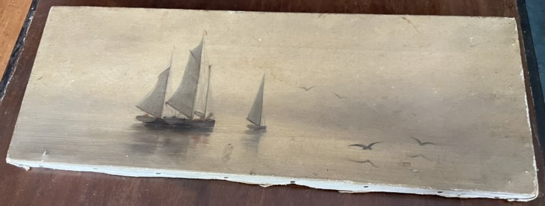 Sail boat painting O/C: Size 7”x19”