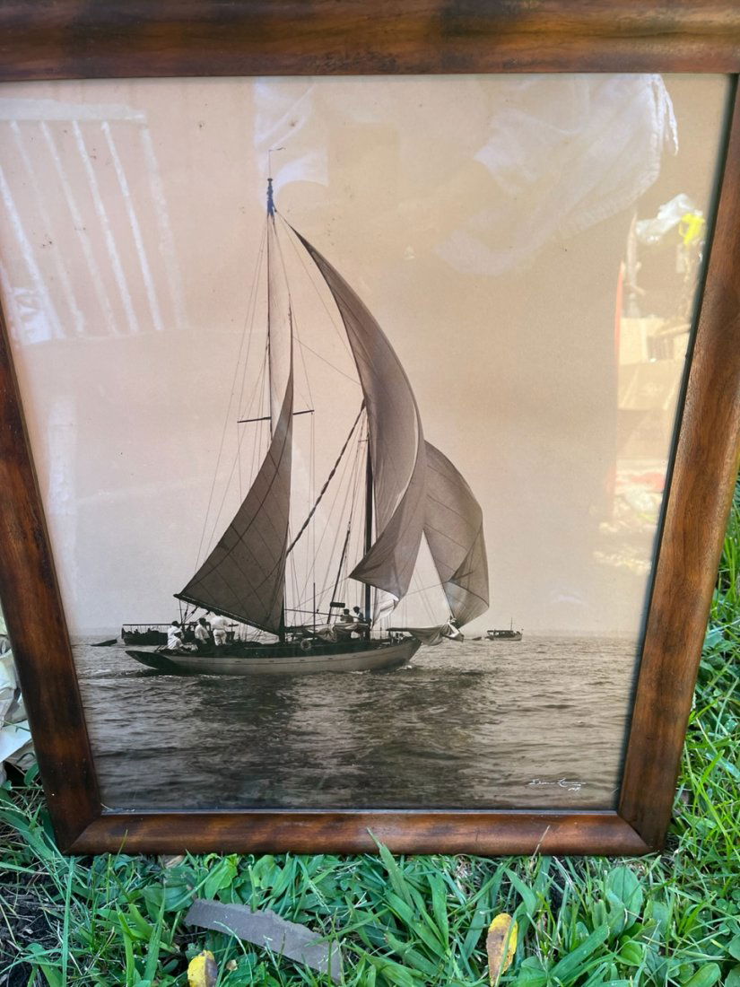 Vintage Sailboat Photo signed Elaine Lewis Photographer (1 of 3)