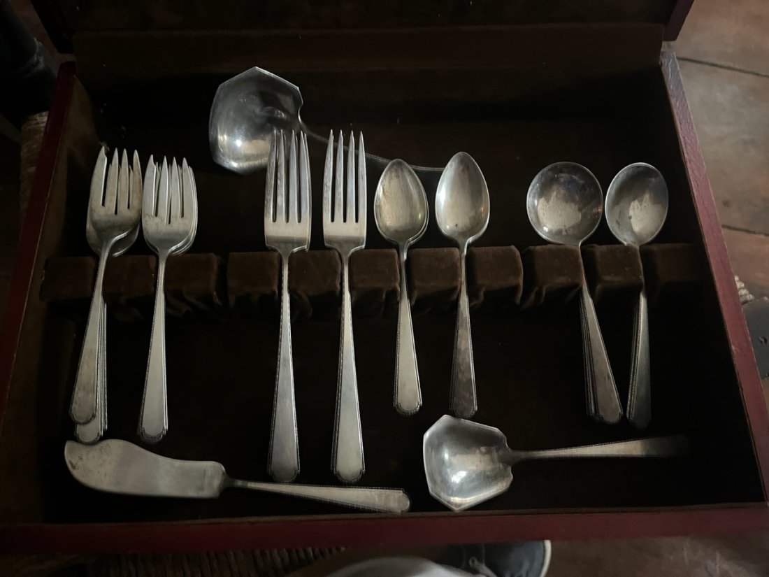 Sterling flatware set place setting for 6 less one teaspoon (1 of 4)