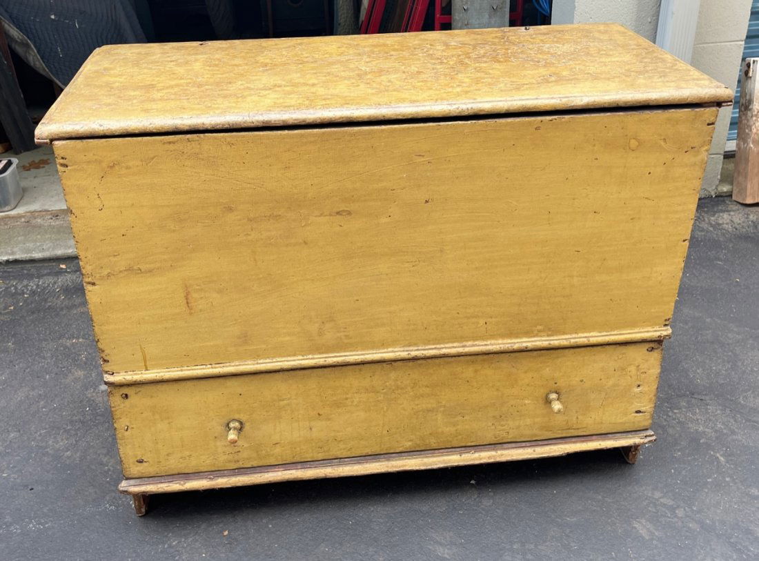 One Drawer Blanket Chest Origial Yellow Paint (1 of 6)