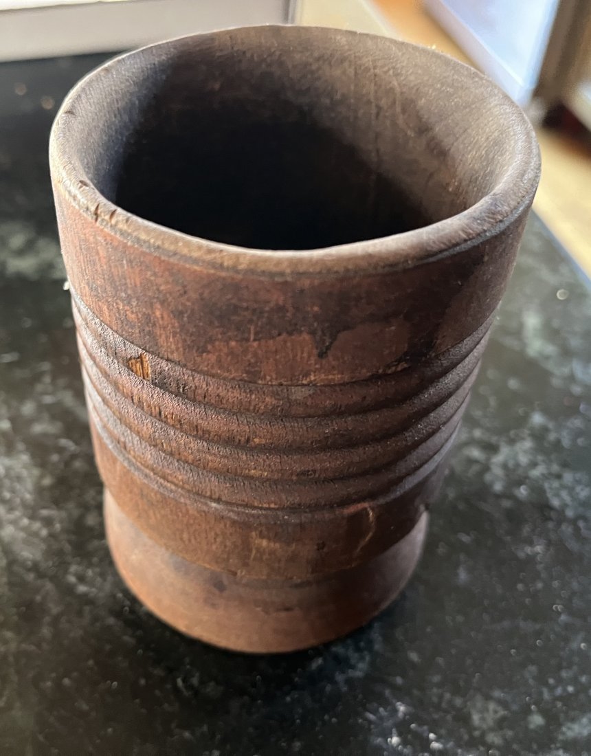 Treen turned cup: size 4.6”