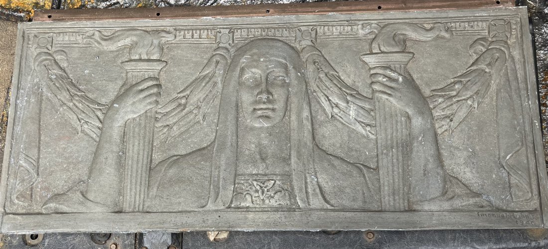 Emanuel Hahn Bronze Plaque signed and dated 1946: Wonder bronze plaque of woman Size 21” x 9.6” Very good condition last photo is of back