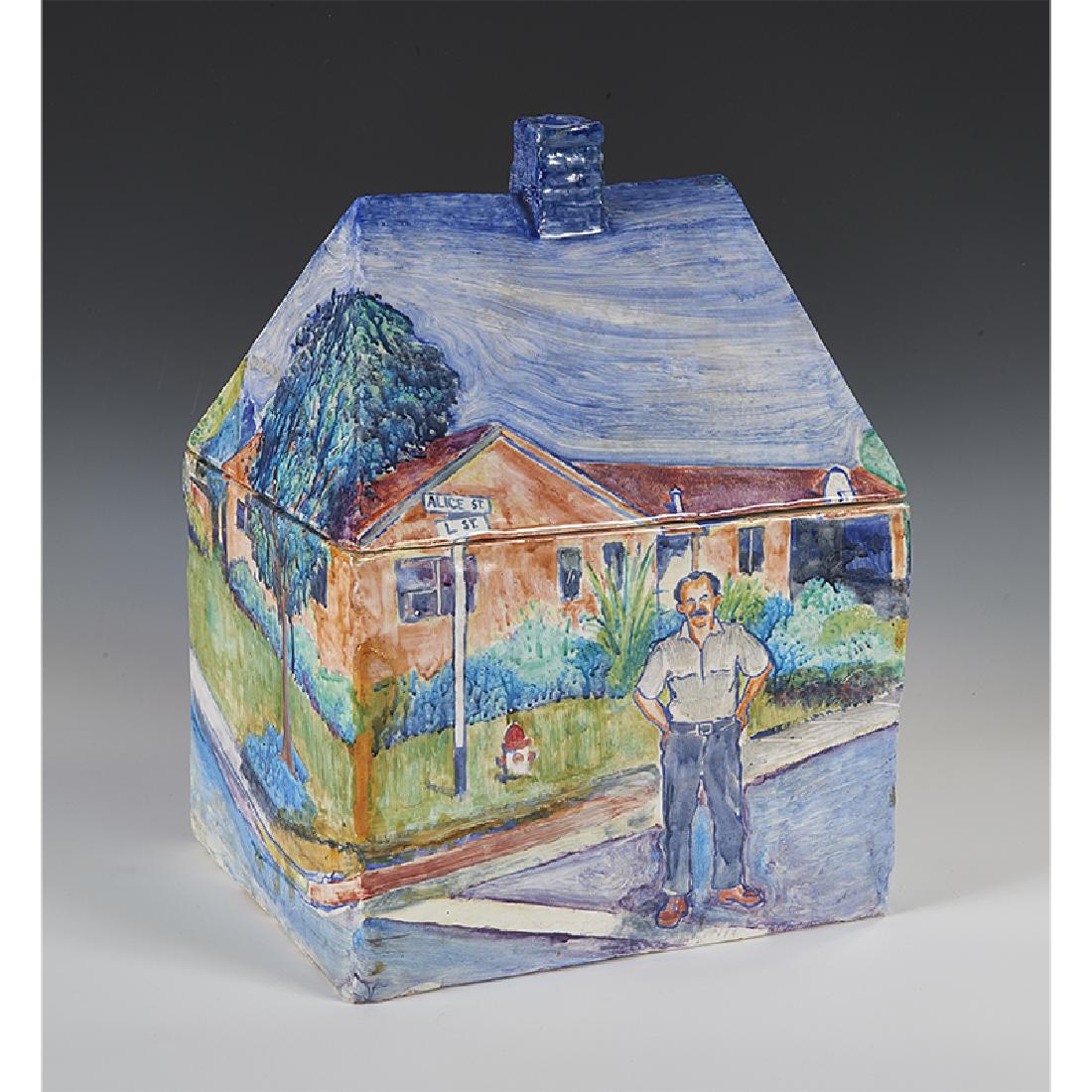 Robert Arneson, House Box II, 1966: Robert Arneson (American, 1930-1992) House Box II, 1966 glazed earthenware with overglaze 12 3/4"h x 9 1/4"w x 7"d Provenance: Scott White Contemporary Art, San Diego, California The Estate of Candice