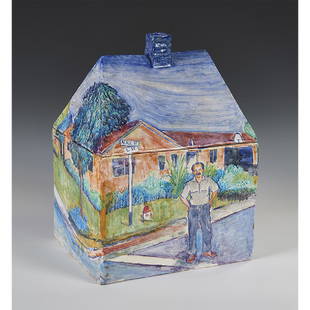 Robert Arneson, House Box II, 1966: Robert Arneson (American, 1930-1992) House Box II, 1966 glazed earthenware with overglaze 12 3/4"h x 9 1/4"w x 7"d Provenance: Scott White Contemporary Art, San Diego, California The Estate of