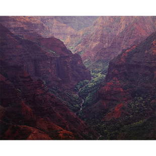 Christopher Burkett, Waimea Canyon, Rain…: Christopher Burkett (American, b. 1951) Waimea Canyon, Rain Shower and Light, Hawaii, 1996 cibachrome signed, titled, dated and numbered in pencil on verso #5 20" x 24"