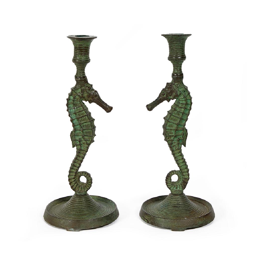 E.T. Hurley (1869-1950) Seahorse candlesticks (1 of 1)
