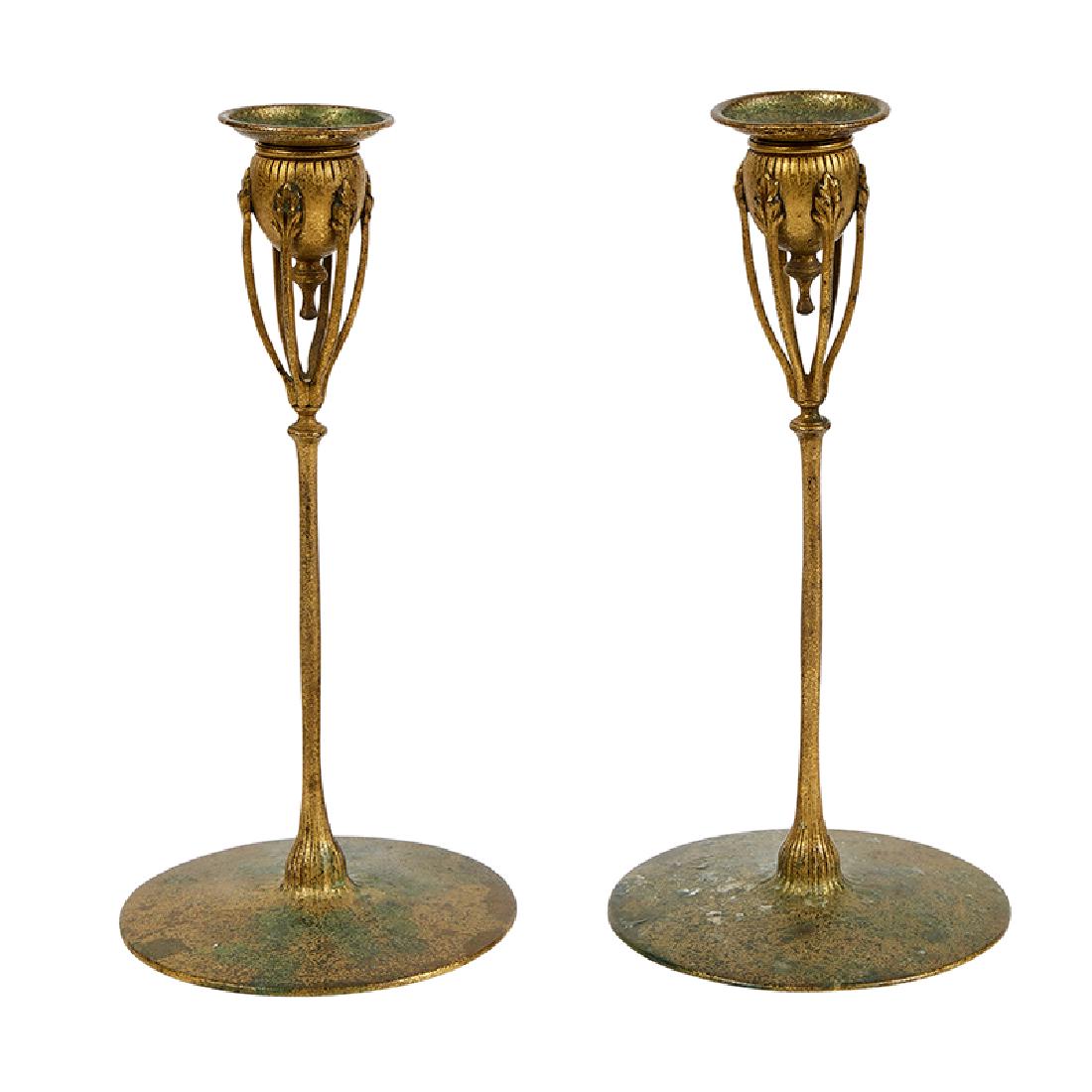 Tiffany Studios candlesticks, #1210, pair (1 of 2)