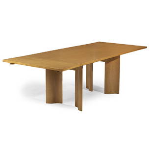 Eliel Saarinen, Johnson Furniture Co. dining table: Eliel Saarinen (1873-1950) for Johnson Furniture Co. dining table, model 419 1/2-75 Grand Rapids, Michigan, 1930s birch stenciled model number shown with two 15" leaves 66"w x 40"d x 30"h