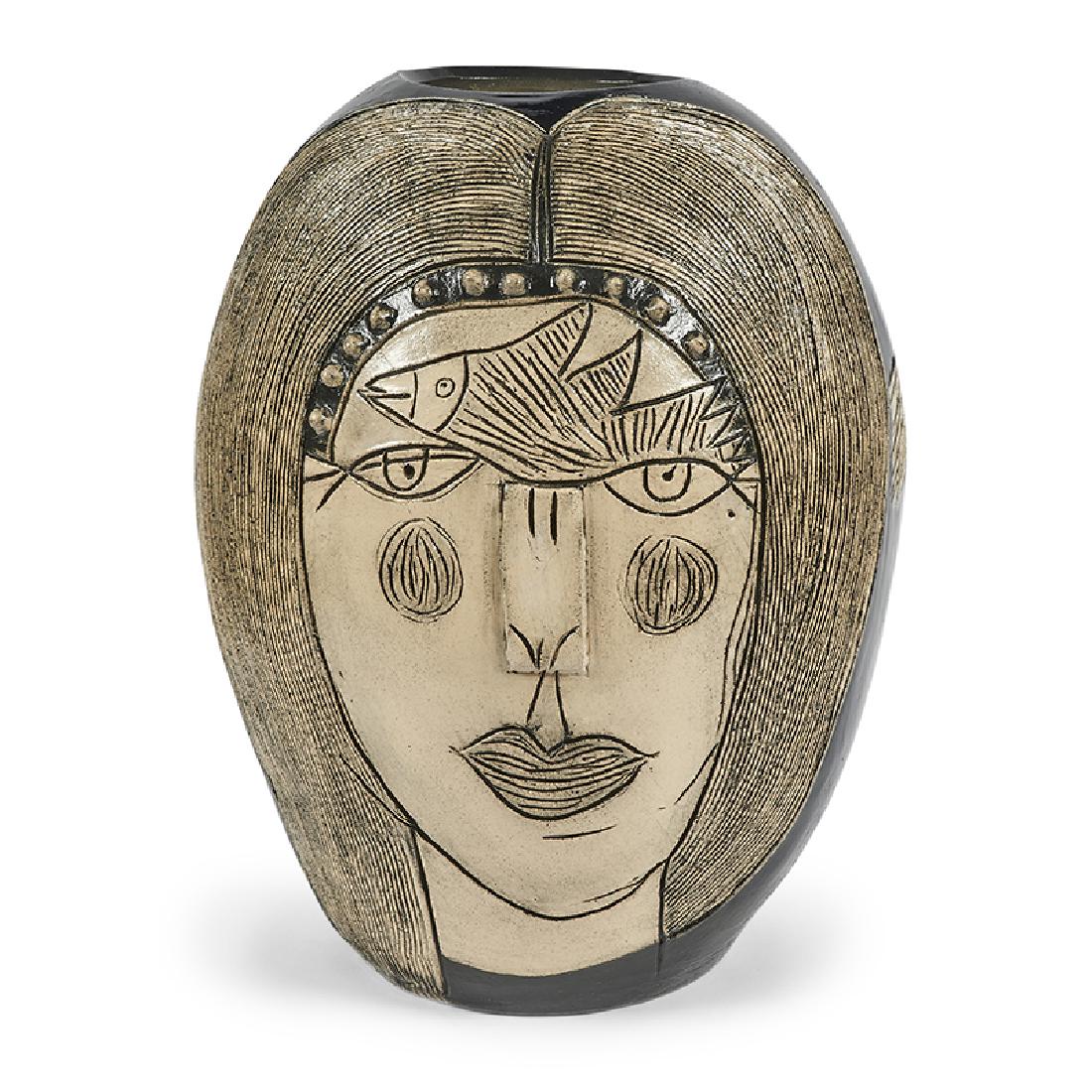 Corneille large Vase Bleu: Corneille (Corneille Guillaume Beverloo), (Dutch, 1922-2010) large Vase Bleu Paris, France, 1999 glazed ceramic incised on body "Corneille ’99", bottom stamped "F. Delille Paris Atelier J.M. Foubert