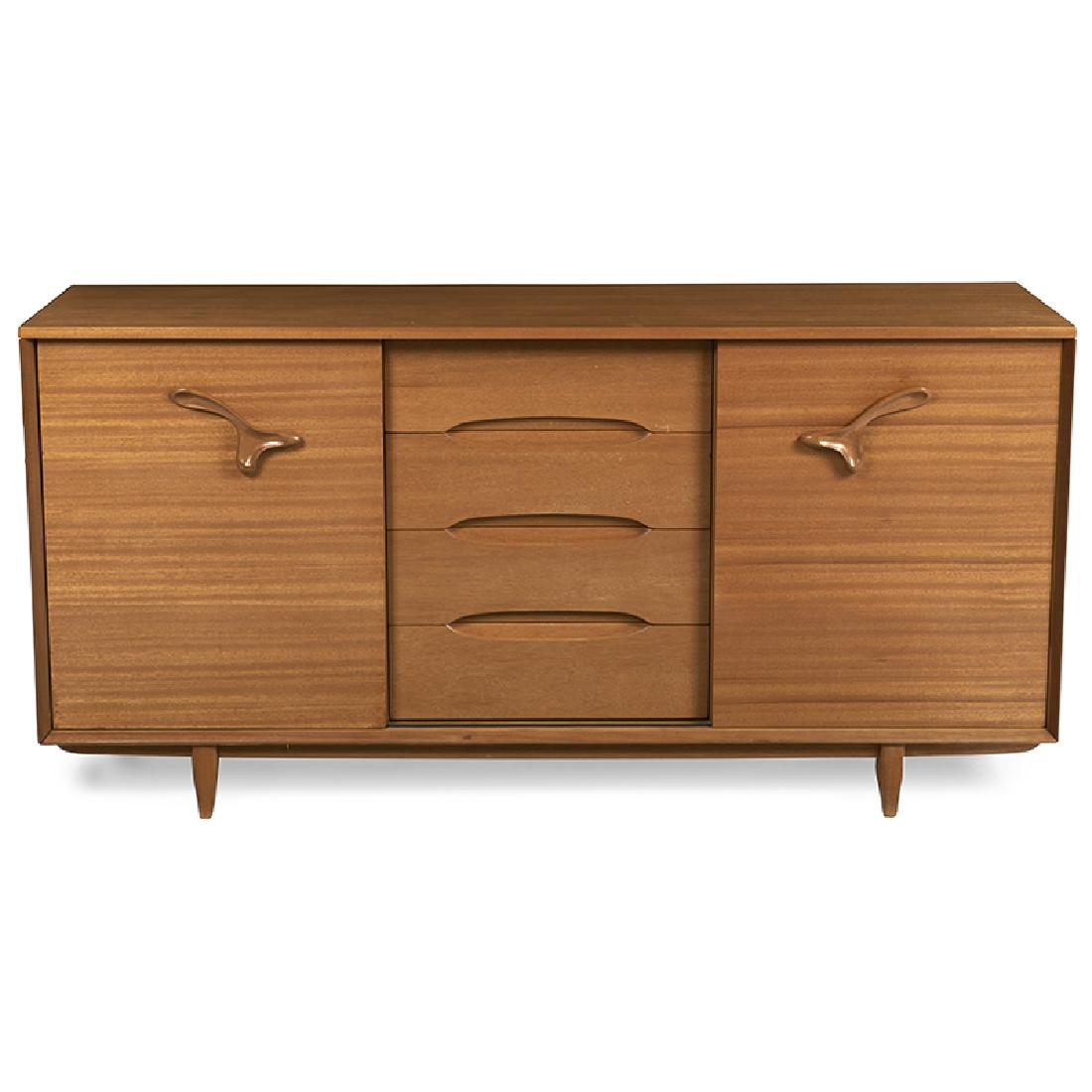 Paul László, Brown-Saltman Treasure Chest cabinet: Paul László (1900-1993) for Brown-Saltman Treasure Chest cabinet, model 6023 California, USA, 1950s mahogany Brown-Saltman decal 74"w x 20"d x 37"h