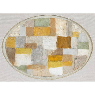 Anne Ryan, Yellow, Mustard, Two Blacks: Anne Ryan (American, 1889-1954) Yellow, Mustard, Two Blacks torn fabric and handmade paper collage on paper signed lower left 3 3/4" x 5 1/4" Provenance: Andre Emmerich Gallery, New York, New York Fis