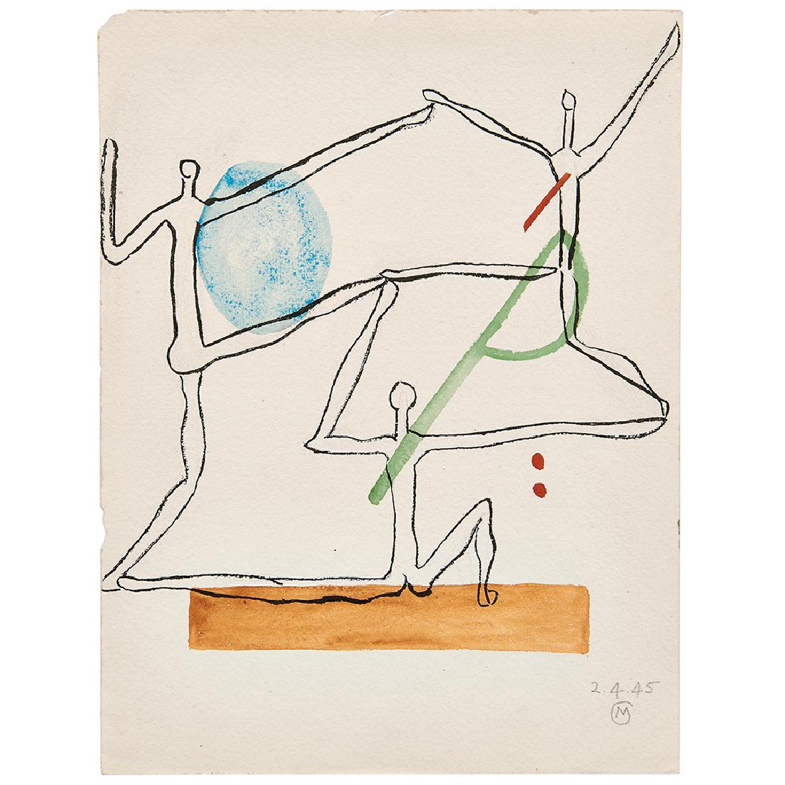 Mary Callery, Acrobats, 1944-1945 (group of three): Mary Callery (American, 1903-1977) Acrobats, 1944-1945 (a group of three works) watercolor and ink on paper one signed; one dated "11.7.44"; one signed and dated "2.4.45" largest 12" x 8 3/4" Provenan