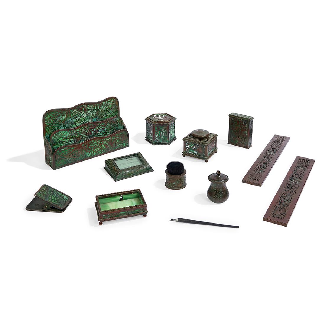 Tiffany Studios Pine Needle twelve-piece desk set (1 of 1)