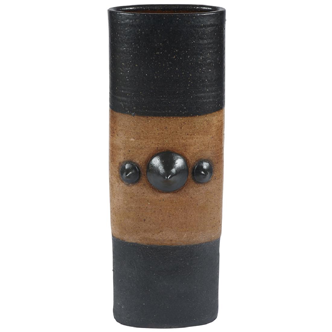 Don Reitz (1929-2014) vase: Don Reitz (1929-2014) vase Clarkdale, Arizona glazed stoneware, applied elements signed "Reitz" 7"w x 6"d x 20"h