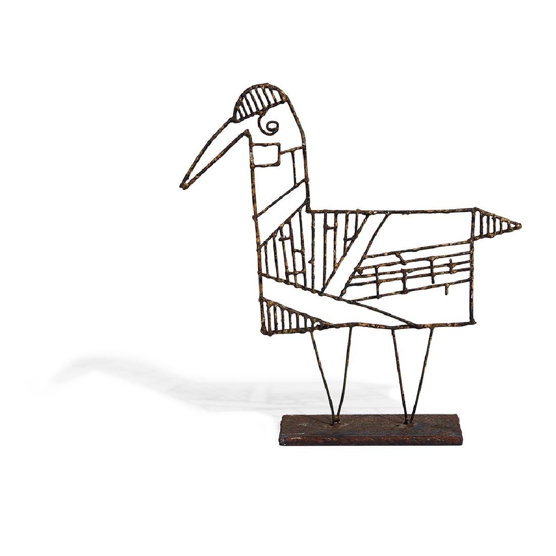 Marcello Fantoni for Raymor Bird sculpture: Marcello Fantoni (1915-2011) for Raymor Bird sculpture Florence, Italy brazed wire, metal base Raymor label 11"w x 2 1/2"d x 11 3/4"h