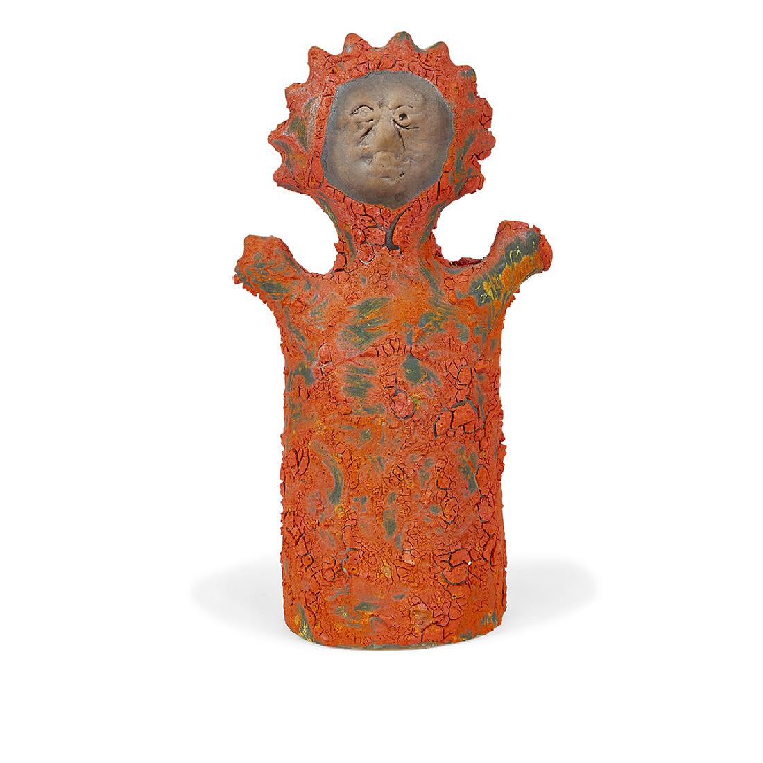 Stan Bitters (b. 1937) Sun People sculpture: Stan Bitters (b. 1937) Sun People sculpture California glazed ceramic 4 1/2"w x 3"d x 8 1/2"h