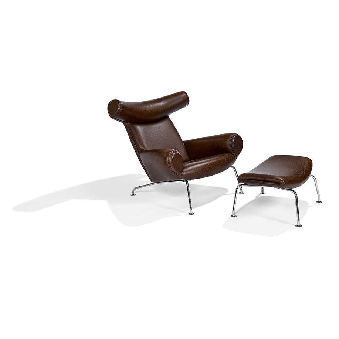 In the manner of Hans Wegner Ox chair, ottoman (1 of 1)