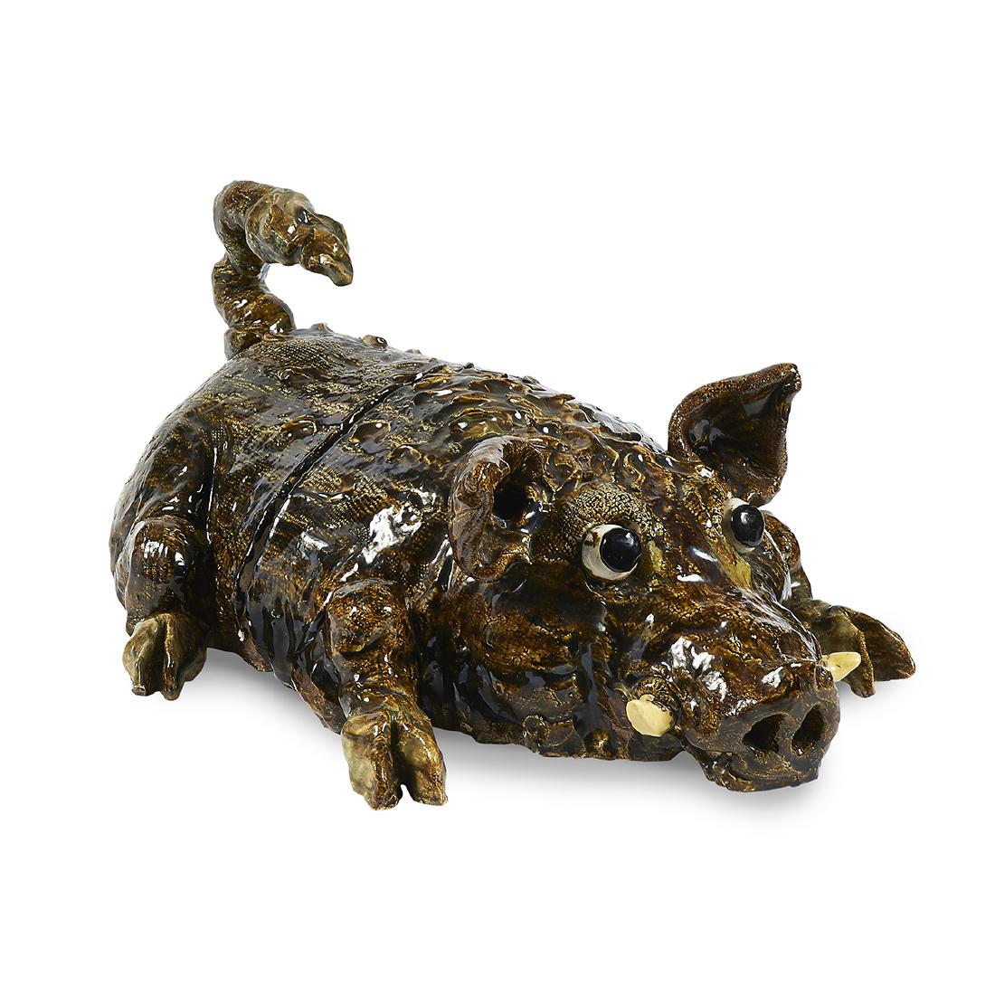 David Gilhooly, Wart Hog: David Gilhooly (American, 1943-2013) Wart Hog, 1978 ceramic signed and dated 10"h x 28"w x 21"dProvenance: Property from the Collection of The Rev. Audrey Taylor Gonzalez, Memphis, Tennessee