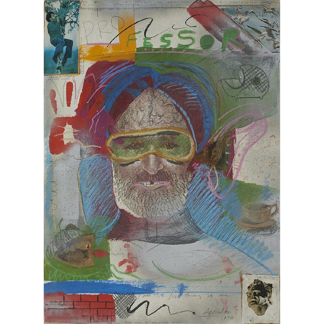 Robert Arneson, The Professor: Robert Arneson (American, 1930-1992) The Professor, 1974 mixed media on paper signed and dated lower right 30” x 22 1/4”Provenance: Witherell's Auction House, Sacramento, California, May 7, 2013 T