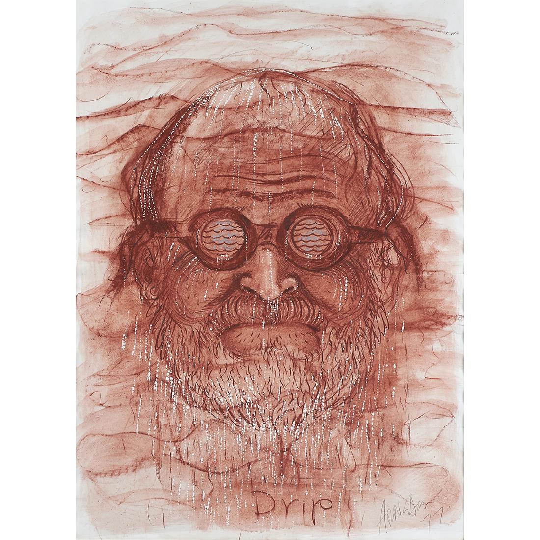 Robert Arneson, Drip, 1977: Robert Arneson (American, 1930-1992) Drip, 1977 crayon on paper signed and dated lower right 40" x 28 1/2"Provenance: Property from the Collection of The Rev. Audrey Taylor Gonzalez, Memphis, Tennesse