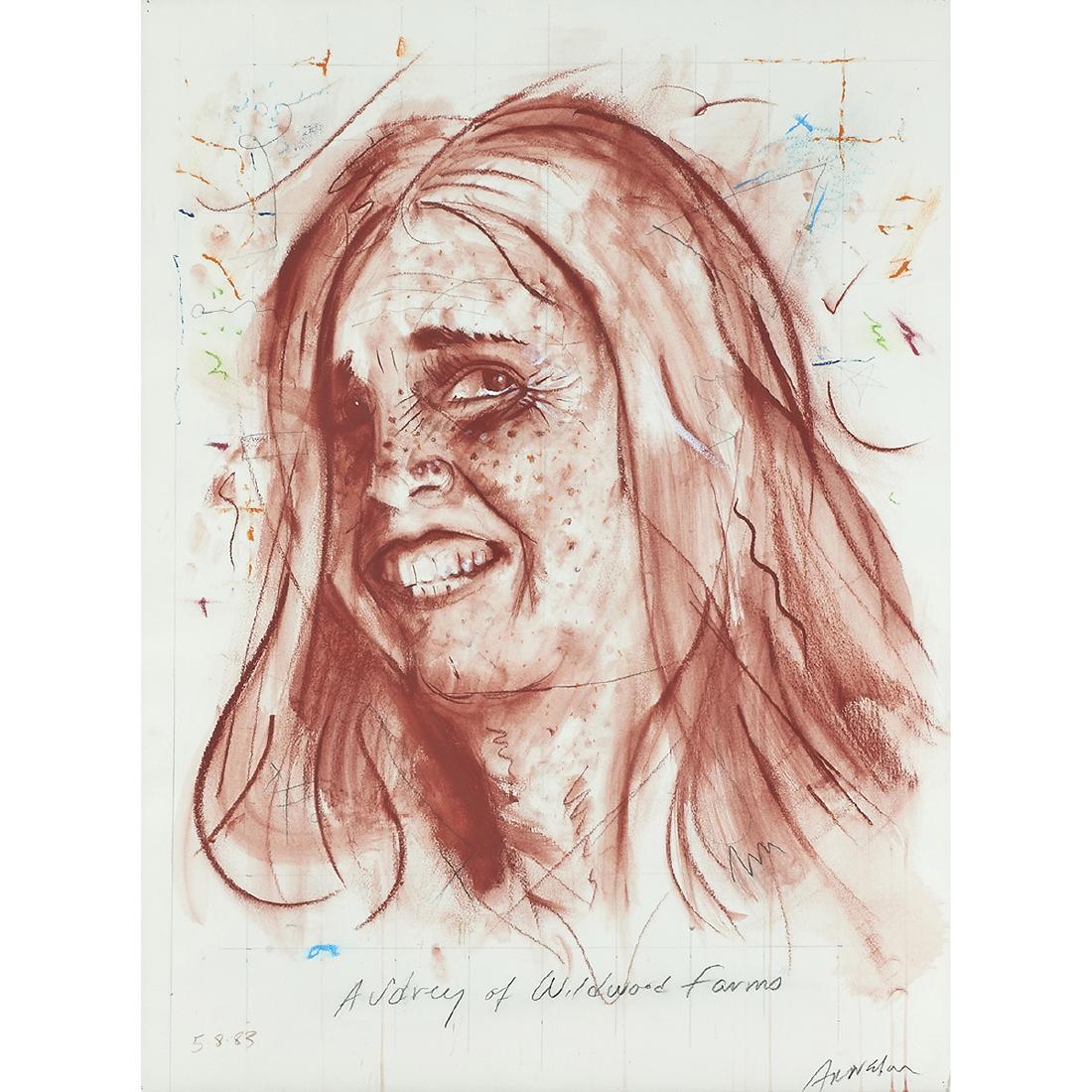 Robert Arneson, Audrey: Robert Arneson (American, 1930-1992) Audrey of Wildwood Farms, 1983 Conté crayon on paper signed, titled and dated 30" x 22"Provenance: Property from the Collection of The Rev. Audrey Taylor Gonzalez