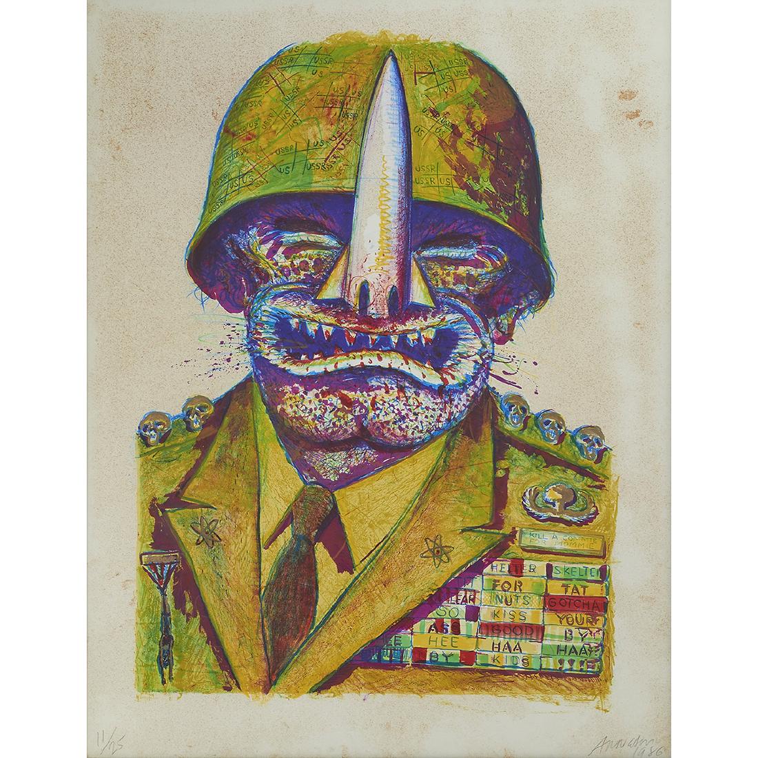 Robert Arneson, Nuke Print: Robert Arneson (American, 1930-1992) Nuke Print, 1986 color lithograph signed, dated and numbered in pencil edition of 25 31" x 22 1/2"Provenance: Property from the Collection of The Rev. Audrey Taylo