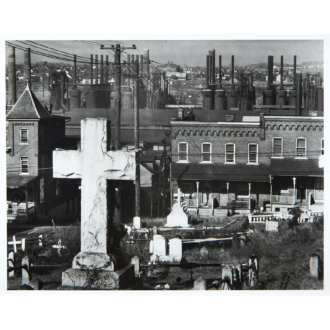 Walker Evans,(a pair of works): Walker Evans (American, 1903-1975) Graveyard, Houses, and Steel Mill, Bethlehem, Pennsylvania and Farmer's Kitchen, Hale County, Alabama (a pair of works) gelatin silver prints unsigned 7 1/2" x 9 1/4