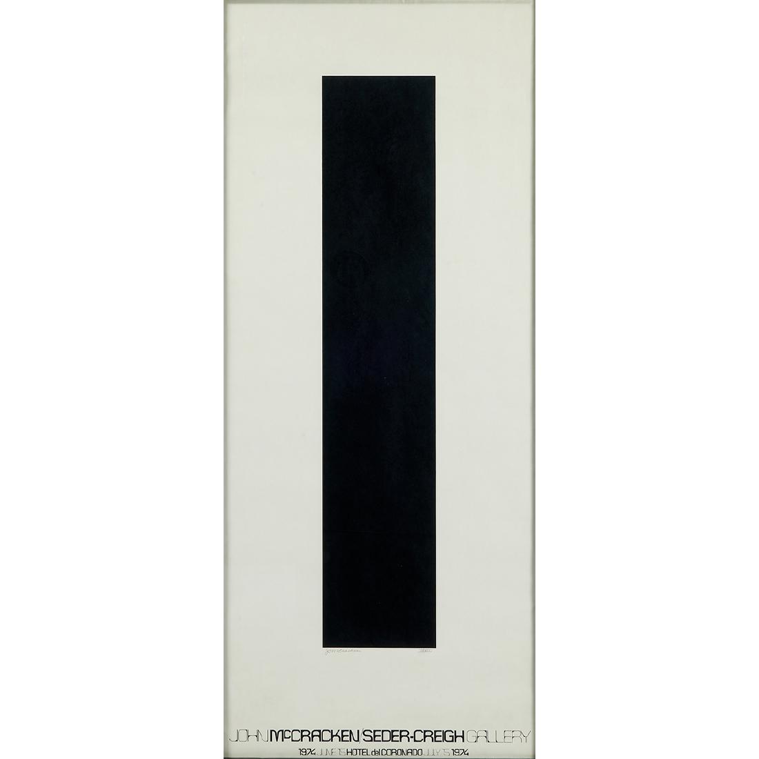 John McCracken, John McCracken/Seder-Creigh: John McCracken (American, 1934-2011) John McCracken/Seder-Creigh Gallery, 1974 poster pencil signed and numbered 47 1/2" x 20"