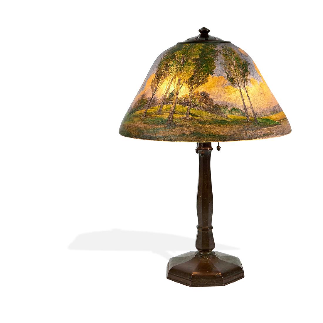 Handel, Obverse Painted Landscape Table Lamp (1 of 4)