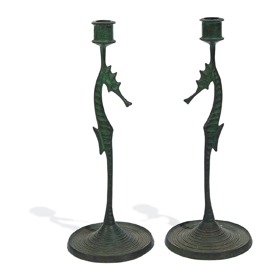 E.T. Hurley, Seahorse Bronze Candlesticks, Pair (1 of 2)