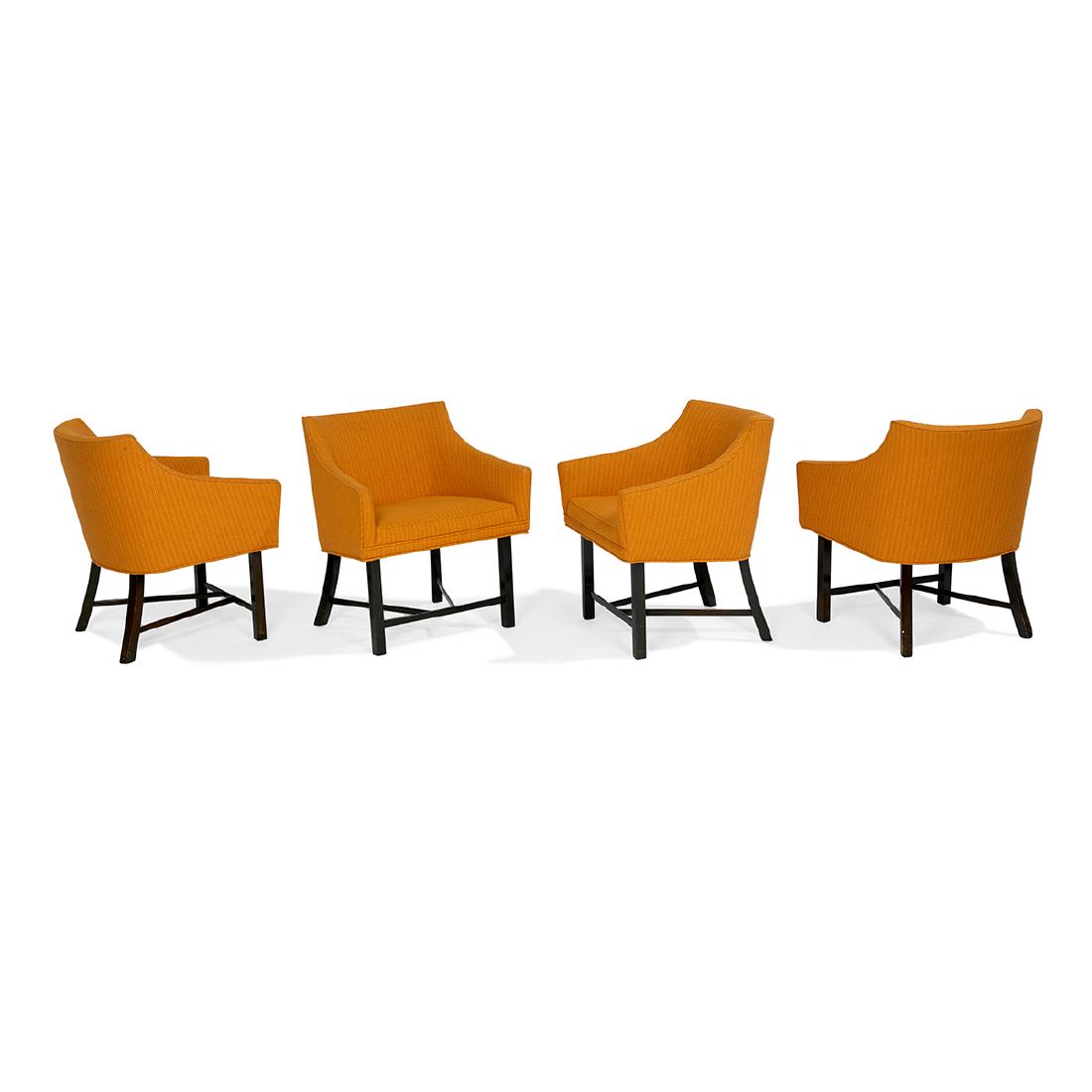 Edward Wormley for Dunbar chairs, set of four: Edward Wormley (1907-1995) for Dunbar chairs, set of four Berne, Indiana, 1950s mahogany, upholstery 26"w x 24"d x 29"h