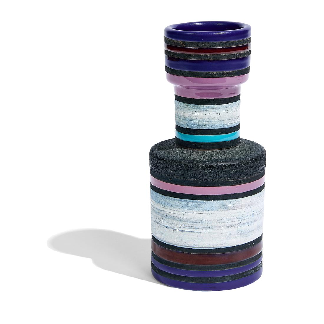 Aldo Londi for Bitossi small 'Cambogia' vase: Aldo Londi (1911–2003) for Bitossi small Cambogia vase Italy, 1955-1959 glazed stoneware marked "Italy" with Raymor paper label 3 1/2"dia x 7 3/4"h