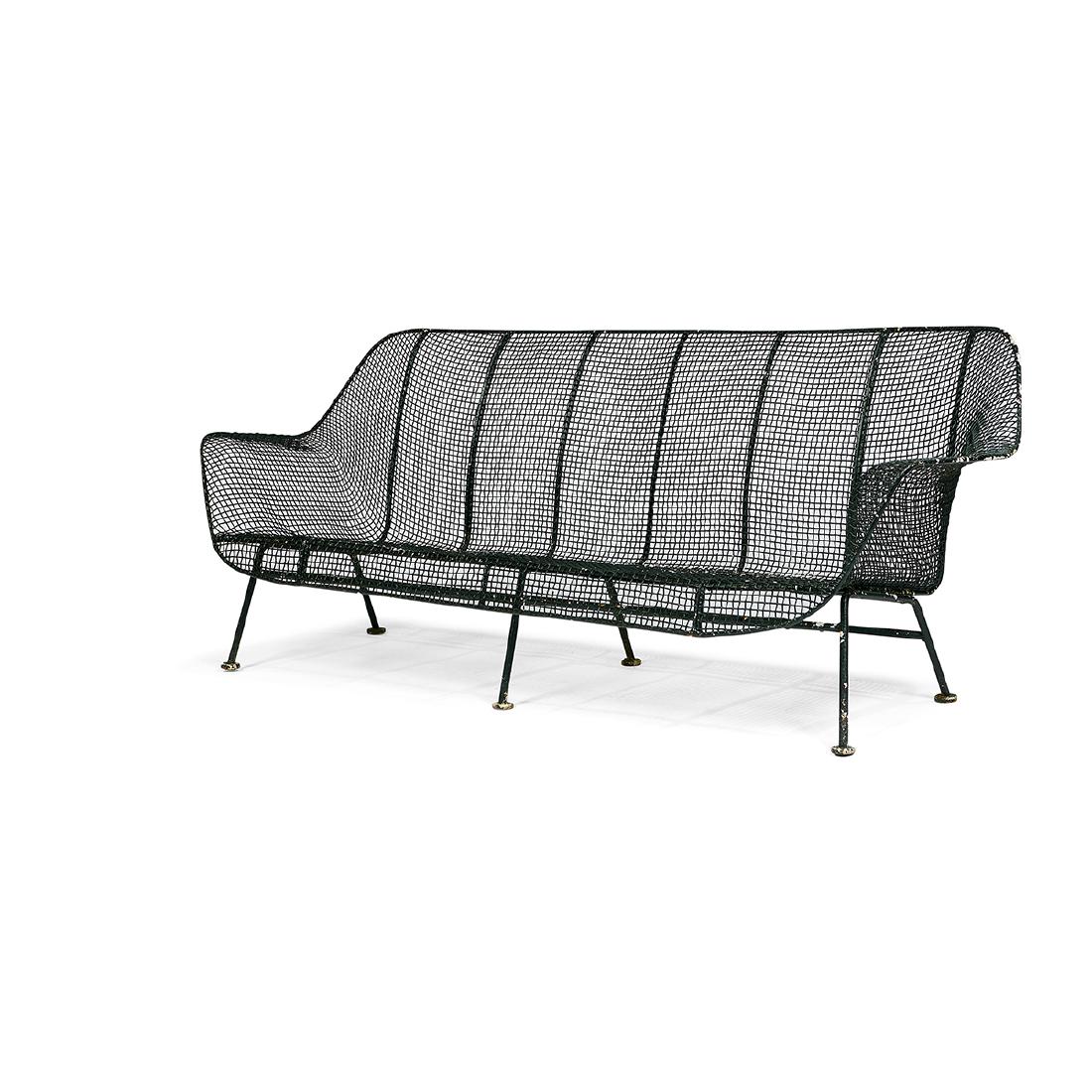 Russel Woodard Woodard Furniture Sculptura sofa: Russel Woodard (1910-1969) for Woodard Furniture Co. Sculptura sofa USA, c. 1965 enameled steel 72 1/2"w x 25"d x 28"h