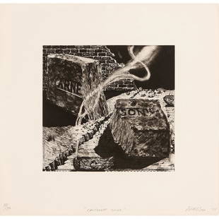 Robert Arneson, California Brick, 1975: Robert Arneson (American, 1930-1992) California Brick, 1975 etching signed, titled, dated and numbered in pencil, edition of 50 9 1/4" x 10" Provenance: John Natsoulas Gallery, Davis, California The E