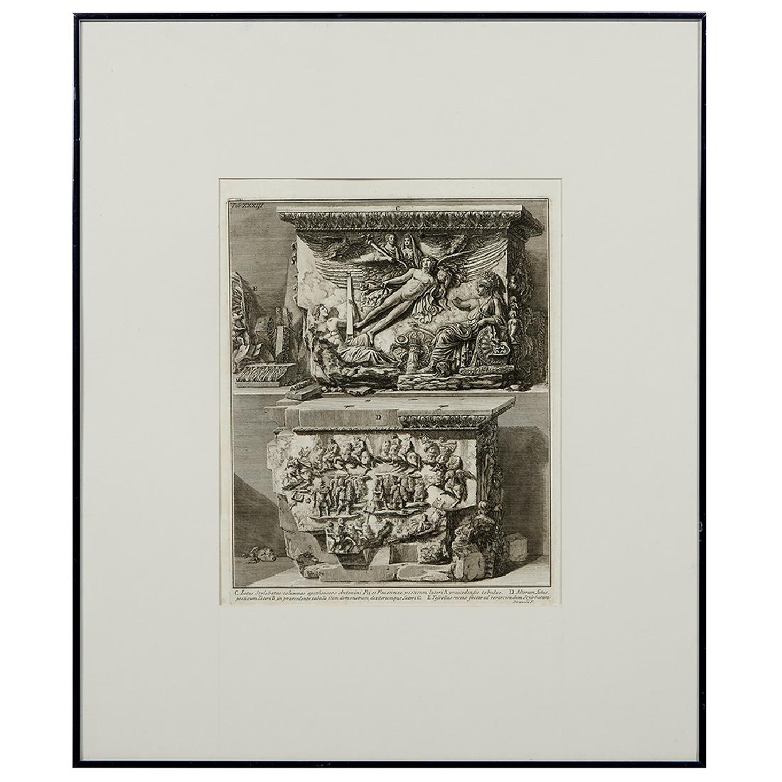 Francesco Piranesi, Latus Stylobatae columnae…: Francesco Piranesi (Italian, 1756-1810) Latus Stylobatae columnae apotheseos Antonini Pii etching 14 1/4" x 11 1/4"