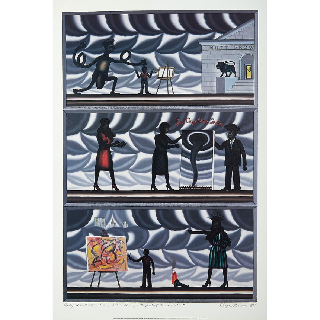 After Roger Brown, La Cage aux Folles: After Roger Brown (American, 1941-1997) La Cage aux Folles (Only the Names Have Been Changed to Protect the Innocent) color poster 33 1/2" x 22 1/2"